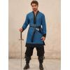 Runcati Mens Medieval Pirate Shirt Renaissance Viking Knight Warrior Tunic Tops Lace Up LARP Halloween Costume(Lake Blue)