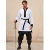 Runcati Mens Medieval Pirate Shirt Renaissance Viking Knight Warrior Tunic Tops Lace Up LARP Halloween Costume(White)