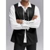 Runcati Mens Medieval Renaissance Vest Pirate Gothic Halloween Costume Suede Lace Up Reversible Waistcoat(Black)