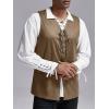 Runcati Mens Medieval Renaissance Vest Pirate Gothic Halloween Costume Suede Lace Up Reversible Waistcoat(Blue)