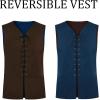 Runcati Mens Medieval Renaissance Vest Pirate Gothic Halloween Costume Suede Lace Up Reversible Waistcoat(Brown)
