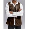 Runcati Mens Medieval Renaissance Vest Pirate Gothic Halloween Costume Suede Lace Up Reversible Waistcoat(Brown)