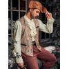 Runcati Mens Pirate Shirt Ruffle Victorian Renaissance Steampunk Vampire Poet Shirts Medieval Halloween Costume(01 Beige)