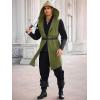 Runcati Mens Renaissance Costume Hooded Surcoat Medieval Knight Sleeveless Tunic Tops Tabard Viking Holloween Cloak(Army Green)