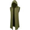 Runcati Mens Renaissance Costume Hooded Surcoat Medieval Knight Sleeveless Tunic Tops Tabard Viking Holloween Cloak(Army Green)