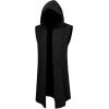 Runcati Mens Renaissance Costume Hooded Surcoat Medieval Knight Sleeveless Tunic Tops Tabard Viking Holloween Cloak(Black)