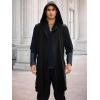 Runcati Mens Renaissance Costume Hooded Surcoat Medieval Knight Sleeveless Tunic Tops Tabard Viking Holloween Cloak(Black)