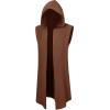 Runcati Mens Renaissance Costume Hooded Surcoat Medieval Knight Sleeveless Tunic Tops Tabard Viking Holloween Cloak(Brown)