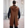 Runcati Mens Renaissance Costume Hooded Surcoat Medieval Knight Sleeveless Tunic Tops Tabard Viking Holloween Cloak(Brown)