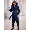 Runcati Mens Renaissance Costume Hooded Surcoat Medieval Knight Sleeveless Tunic Tops Tabard Viking Holloween Cloak(Navy Blue)