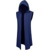Runcati Mens Renaissance Costume Hooded Surcoat Medieval Knight Sleeveless Tunic Tops Tabard Viking Holloween Cloak(Navy Blue)