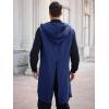 Runcati Mens Renaissance Costume Hooded Surcoat Medieval Knight Sleeveless Tunic Tops Tabard Viking Holloween Cloak(Navy Blue)