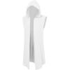 Runcati Mens Renaissance Costume Hooded Surcoat Medieval Knight Sleeveless Tunic Tops Tabard Viking Holloween Cloak(White)