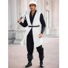Runcati Mens Renaissance Costume Hooded Surcoat Medieval Knight Sleeveless Tunic Tops Tabard Viking Holloween Cloak(White)
