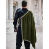 Runcati Mens Renaissance Shawl Half Shoulder Cape Medieval Samurai Cloak LARP Warrior Ren Faire Halloween Costume(Army Green)