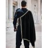Runcati Mens Renaissance Shawl Half Shoulder Cape Medieval Samurai Cloak LARP Warrior Ren Faire Halloween Costume(Black)