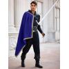 Runcati Mens Renaissance Shawl Half Shoulder Cape Medieval Samurai Cloak LARP Warrior Ren Faire Halloween Costume(Blue)
