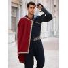 Runcati Mens Renaissance Shawl Half Shoulder Cape Medieval Samurai Cloak LARP Warrior Ren Faire Halloween Costume(Burgundy)