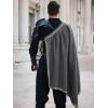 Runcati Mens Renaissance Shawl Half Shoulder Cape Medieval Samurai Cloak LARP Warrior Ren Faire Halloween Costume(Dark Grey)