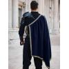 Runcati Mens Renaissance Shawl Half Shoulder Cape Medieval Samurai Cloak LARP Warrior Ren Faire Halloween Costume(Navy Blue)