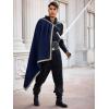 Runcati Mens Renaissance Shawl Half Shoulder Cape Medieval Samurai Cloak LARP Warrior Ren Faire Halloween Costume(Navy Blue)