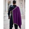 Runcati Mens Renaissance Shawl Half Shoulder Cape Medieval Samurai Cloak LARP Warrior Ren Faire Halloween Costume(Purple)