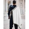 Runcati Mens Renaissance Shawl Half Shoulder Cape Medieval Samurai Cloak LARP Warrior Ren Faire Halloween Costume(White)