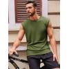 Runcati Men’s Sleeveless Tank Tops Crewneck Casual Workout Gym Cut Off Muscle Fit T Shirt(Army Green)