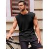 Runcati Men’s Sleeveless Tank Tops Crewneck Casual Workout Gym Cut Off Muscle Fit T Shirt(Black)