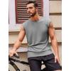 Runcati Men’s Sleeveless Tank Tops Crewneck Casual Workout Gym Cut Off Muscle Fit T Shirt(Grey)