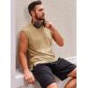 Runcati Men’s Sleeveless Tank Tops Crewneck Casual Workout Gym Cut Off Muscle Fit T Shirt(Khaki)