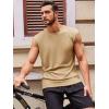 Runcati Men’s Sleeveless Tank Tops Crewneck Casual Workout Gym Cut Off Muscle Fit T Shirt(Khaki)