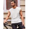 Runcati Men’s Sleeveless Tank Tops Crewneck Casual Workout Gym Cut Off Muscle Fit T Shirt(White)