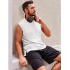 Runcati Men’s Sleeveless Tank Tops Crewneck Casual Workout Gym Cut Off Muscle Fit T Shirt(White)