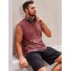 Runcati Men’s Sleeveless Tank Tops Crewneck Casual Workout Gym Cut Off Muscle Fit T Shirt(Wine Red)