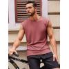 Runcati Men’s Sleeveless Tank Tops Crewneck Casual Workout Gym Cut Off Muscle Fit T Shirt(Wine Red)