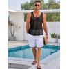 Runcati Mens Sleeveless Tank Tops Knitted Crochet See Through Hollow Out T-Shirts Muscle Summer Beach Hippie Shirts(Black)