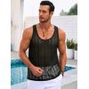 Runcati Mens Sleeveless Tank Tops Knitted Crochet See Through Hollow Out T-Shirts Muscle Summer Beach Hippie Shirts(Black)