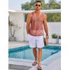 Runcati Mens Sleeveless Tank Tops Knitted Crochet See Through Hollow Out T-Shirts Muscle Summer Beach Hippie Shirts(Coral)