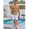 Runcati Mens Sleeveless Tank Tops Knitted Crochet See Through Hollow Out T-Shirts Muscle Summer Beach Hippie Shirts(Dark Khahi)