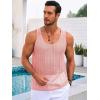 Runcati Mens Sleeveless Tank Tops Knitted Crochet See Through Hollow Out T-Shirts Muscle Summer Beach Hippie Shirts(Pink)