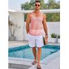 Runcati Mens Sleeveless Tank Tops Knitted Crochet See Through Hollow Out T-Shirts Muscle Summer Beach Hippie Shirts(Pink)