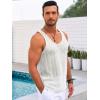 Runcati Mens Sleeveless Tank Tops Knitted Crochet See Through Hollow Out T-Shirts Muscle Summer Beach Hippie Shirts(White)