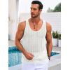 Runcati Mens Sleeveless Tank Tops Knitted Crochet See Through Hollow Out T-Shirts Muscle Summer Beach Hippie Shirts(White)