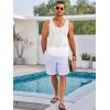 Runcati Mens Sleeveless Tank Tops Knitted Crochet See Through Hollow Out T-Shirts Muscle Summer Beach Hippie Shirts(White)