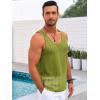 Runcati Mens Sleeveless Tank Tops Knitted Crochet See Through Hollow Out T-Shirts Muscle Summer Beach Hippie Shirts(Yellow&green)