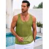 Runcati Mens Sleeveless Tank Tops Knitted Crochet See Through Hollow Out T-Shirts Muscle Summer Beach Hippie Shirts(Yellow&green)