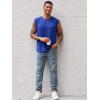 Runcati Mens Sleeveless Tank Tops Workout Cut Off Shirt Athletic Muscle Gym T Shirts(Blue)