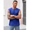 Runcati Mens Sleeveless Tank Tops Workout Cut Off Shirt Athletic Muscle Gym T Shirts(Blue)