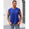 Runcati Mens Sleeveless Tank Tops Workout Cut Off Shirt Athletic Muscle Gym T Shirts(Blue)